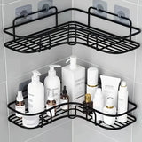 Kavdrino Bathroom Corner Shelf, Black Wall-Mounted, Stainless Steel, Sanitary Bathroom Accessories Corner Rack