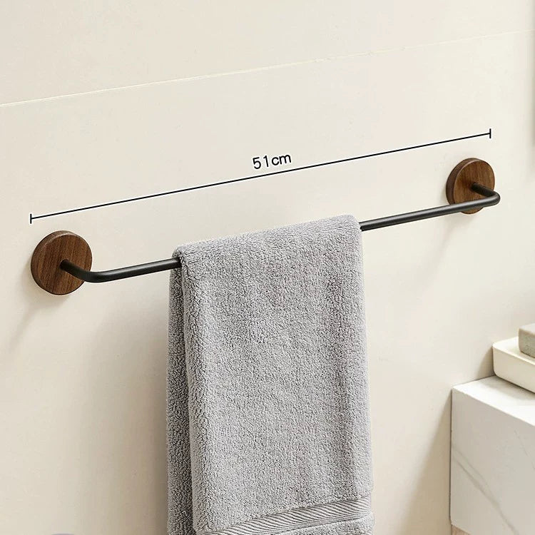 Kavdrino Bathroom Walnut Towel Bar, No-Drill, Bathroom Hardware Fixture, Single Rod