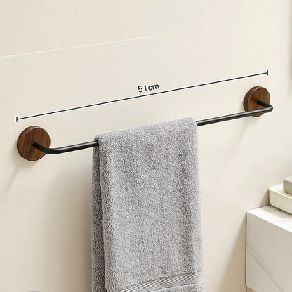 Kavdrino Bathroom Walnut Towel Bar, No-Drill, Bathroom Hardware Fixture, Single Rod