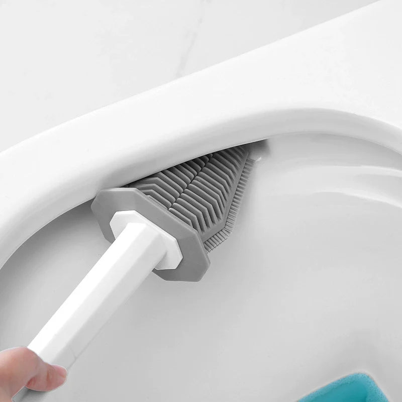 Kavdrino Silicone-like Toilet Brush Set for Bathroom with Long-Handle Cleaning Brush