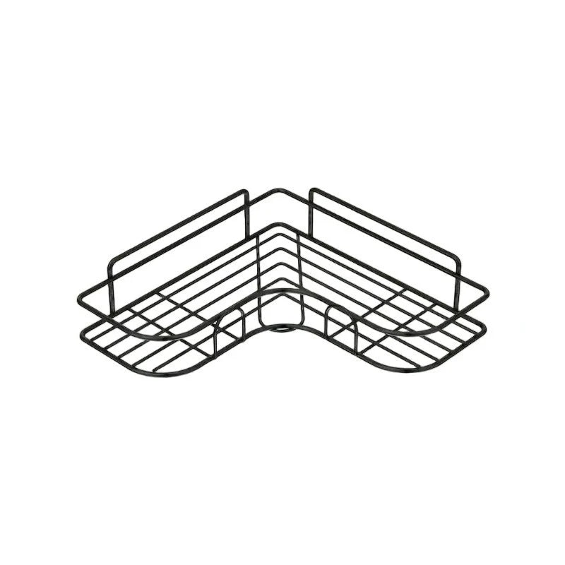 Kavdrino Bathroom Corner Shelf, Black Wall-Mounted, Stainless Steel, Sanitary Bathroom Accessories Corner Rack