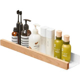 Kavdrino Bathroom Storage Rack, Drill-Free Wall-Mounted Solid Wood Cosmetic Organizer