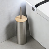 Kavdrino Bamboo and Wood Covered Bathroom Toilet Brush with Extended Handle, Removable Stainless Steel Toilet Cleaning Brush