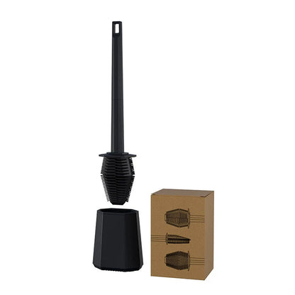 Kavdrino Silicone-like Toilet Brush Set for Bathroom with Long-Handle Cleaning Brush